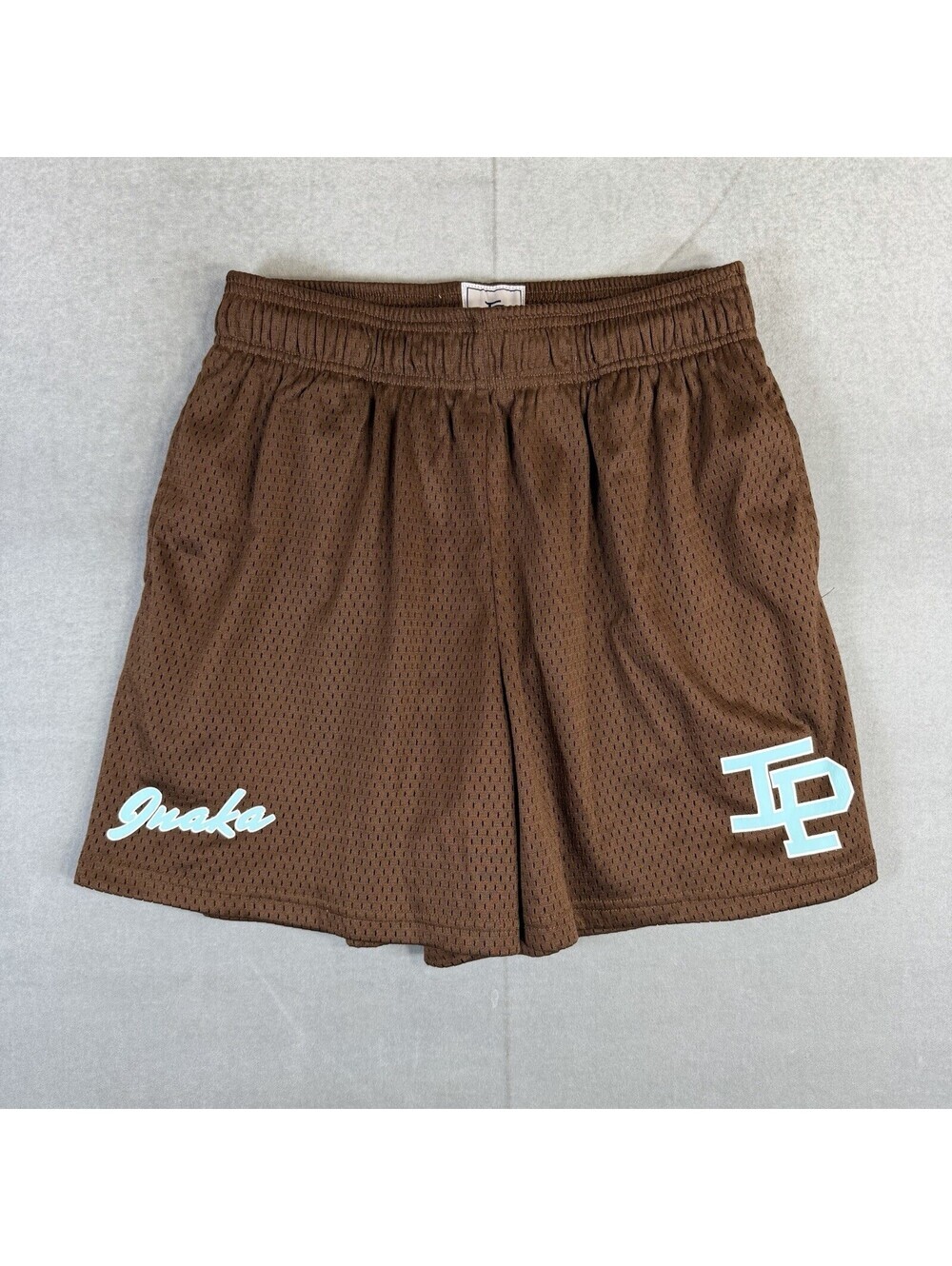 Inaka Power Shorts Mens Medium Brown Mesh Athletic Training Logo 4.5"